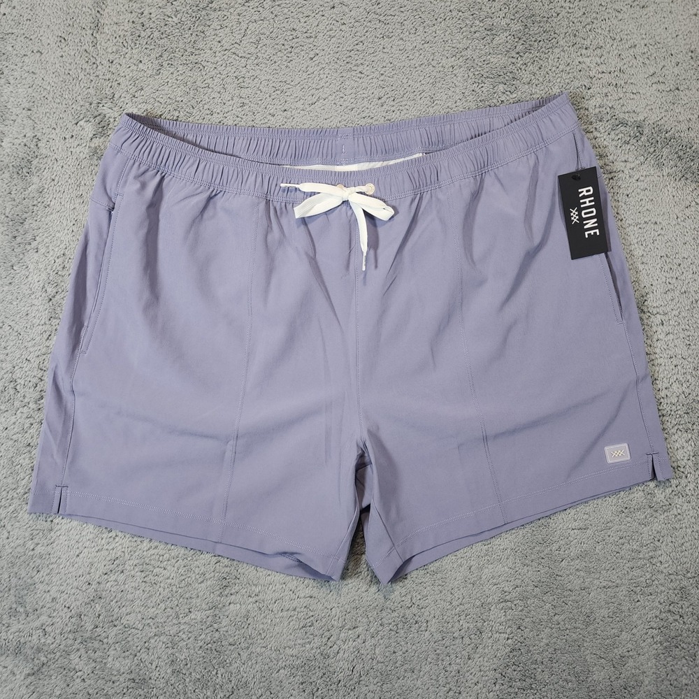 RHONE R&R 5.5 Inch Trunk Shorts Mens 2XL Purple Mesh Drawstrings Polyester NEW